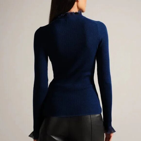 Ted Baker | Dvana ribbed turtleneck with frilled detail - Picture 12 of 14